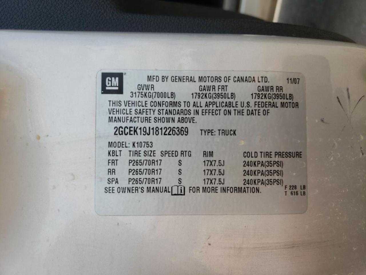 Photo 10 from auction – 2008 CHEVROLET SILVERADO with VIN 2GCEK19J181226369