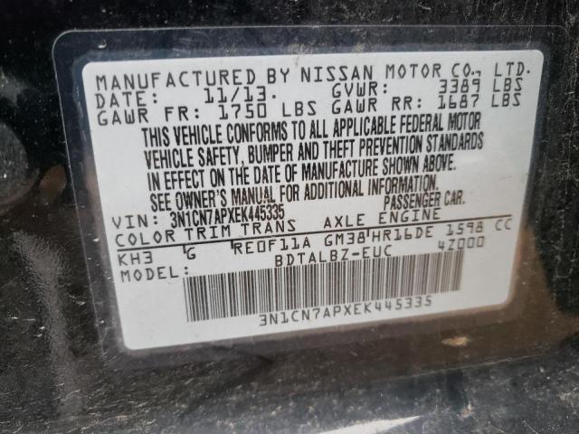 Photo 10 from auction – 2014 NISSAN VERSA S with VIN 3N1CN7APXEK445335