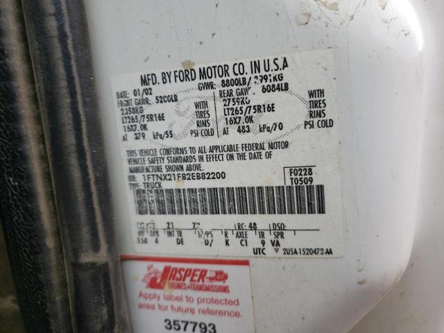 Photo 10 from auction – 2002 FORD F250 SUPER with VIN 1FTNX21F82EB82200