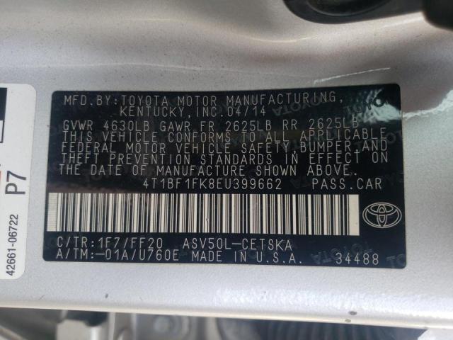 Photo 10 from auction – 2014 TOYOTA CAMRY L with VIN 4T1BF1FK8EU399662