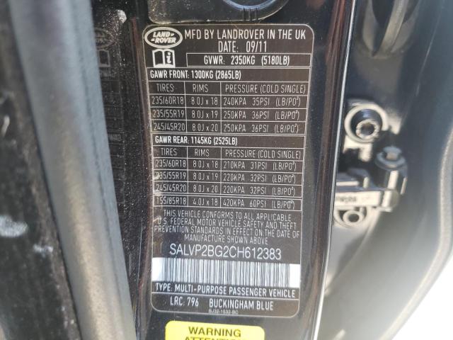 Photo 10 from auction – 2012 LAND ROVER RANGE ROVE with VIN SALVP2BG2CH612383