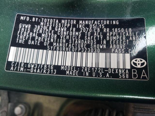 Photo 10 from auction – 2015 TOYOTA COROLLA L with VIN 5YFBURHE0FP323030