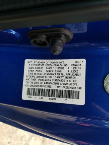 Photo 10 from auction – 2017 HONDA CIVIC EX with VIN 2HGFC3B33HH355621