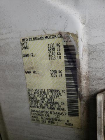 Photo 10 from auction – 2011 NISSAN MAXIMA S with VIN 1N4AA5AP3BC834667