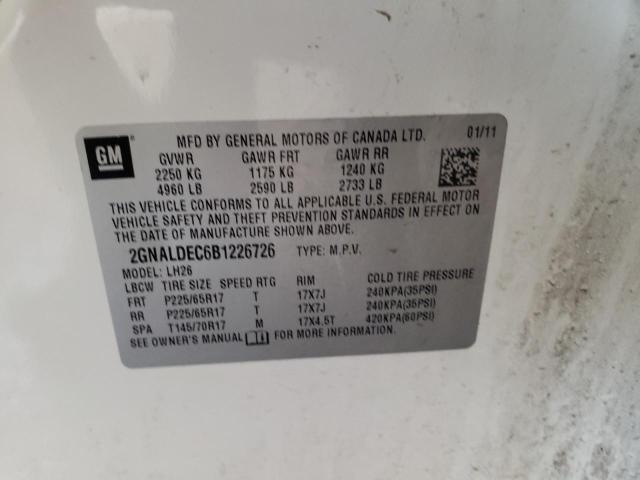 Photo 10 from auction – 2011 CHEVROLET EQUINOX LT with VIN 2GNALDEC6B1226726