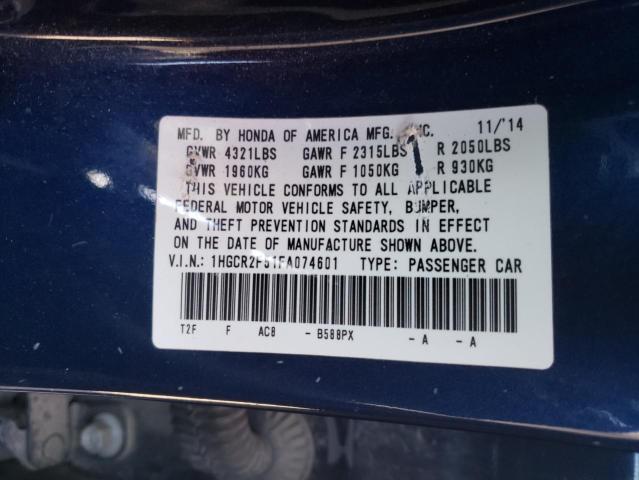 Photo 10 from auction – 2015 HONDA ACCORD SPO with VIN 1HGCR2F51FA074601