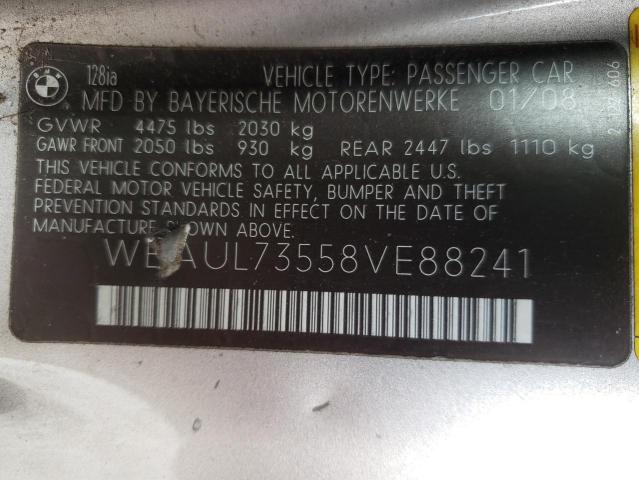Photo 10 from auction – 2008 BMW 128 I with VIN WBAUL73558VE88241