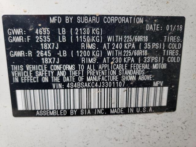 Photo 10 from auction – 2018 SUBARU OUTBACK 2. with VIN 4S4BSAKC4J3301107