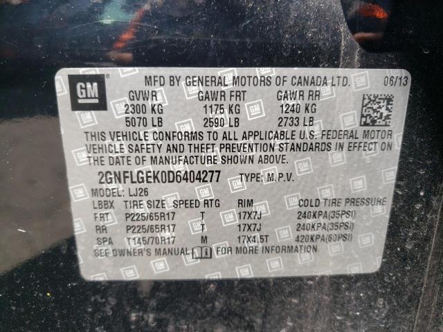 Photo 10 from auction – 2013 CHEVROLET EQUINOX LT with VIN 2GNFLGEK0D6404277