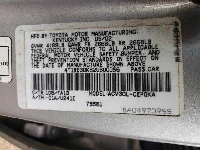 Photo 10 from auction – 2002 TOYOTA CAMRY LE with VIN 4T1BE30K62U600056