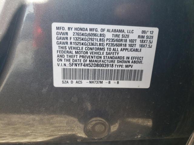 Photo 10 from auction – 2013 HONDA PILOT EXL with VIN 5FNYF4H52DB003918