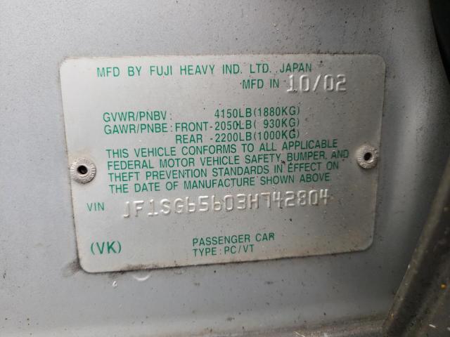 Photo 10 from auction – 2003 SUBARU FORESTER 2 with VIN JF1SG65603H742804
