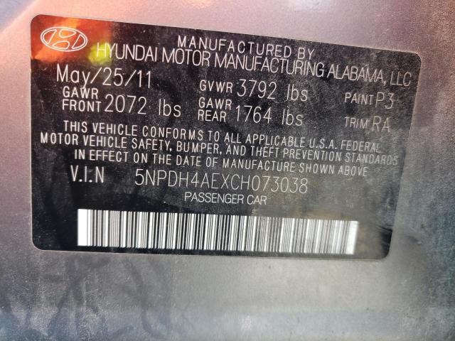 Photo 10 from auction – 2012 HYUNDAI ELANTRA GL with VIN 5NPDH4AEXCH073038