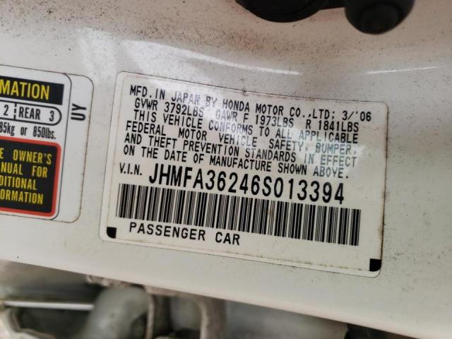 Photo 10 from auction – 2006 HONDA CIVIC HYBR with VIN JHMFA36246S013394