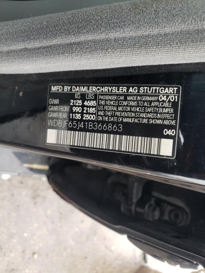 Photo 10 from auction – 2001 MERCEDES-BENZ E 320 with VIN WDBJF65J41B366863