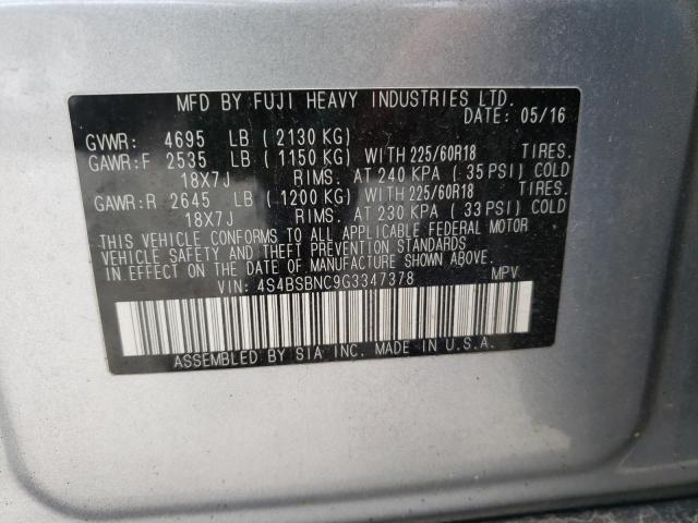 Photo 10 from auction – 2016 SUBARU OUTBACK 2. with VIN 4S4BSBNC9G3347378
