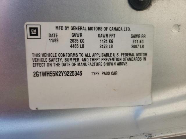 Photo 10 from auction – 2000 CHEVROLET IMPALA LS with VIN 2G1WH55K2Y9225346