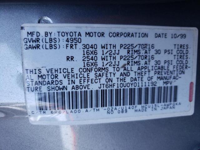 Photo 10 from auction – 2000 LEXUS RX 300 with VIN JT6HF10U0Y0111192