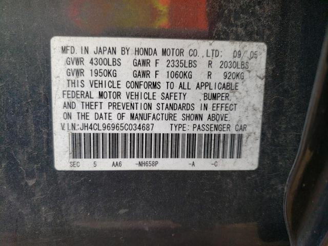 ACURA TSX 2005 with VIN JH4CL96965C034687 - Photo from auction