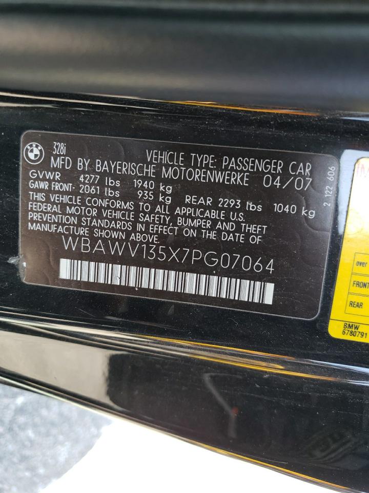 Photo 10 from auction – 2007 BMW 328 I SULE with VIN WBAWV135X7PG07064