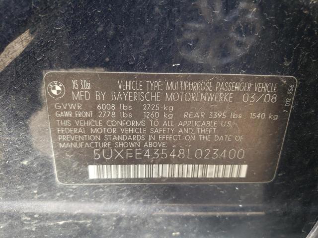 Photo 10 from auction – 2008 BMW X5 3.0I with VIN 5UXFE43548L023400
