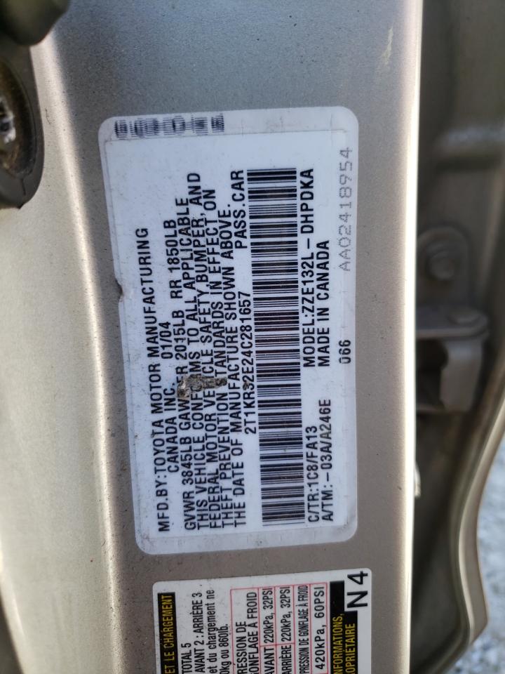 Photo 11 from auction – 2004 TOYOTA COROLLA MA with VIN 2T1KR32E24C281657