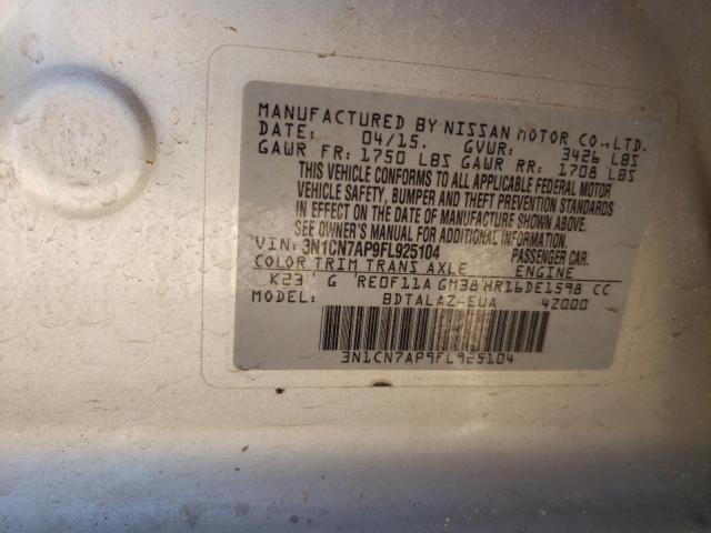 Photo 10 from auction – 2015 NISSAN VERSA S with VIN 3N1CN7AP9FL925104