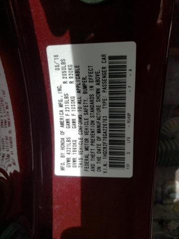 Photo 10 from auction – 2016 HONDA ACCORD EX with VIN 1HGCR2F76GA226763