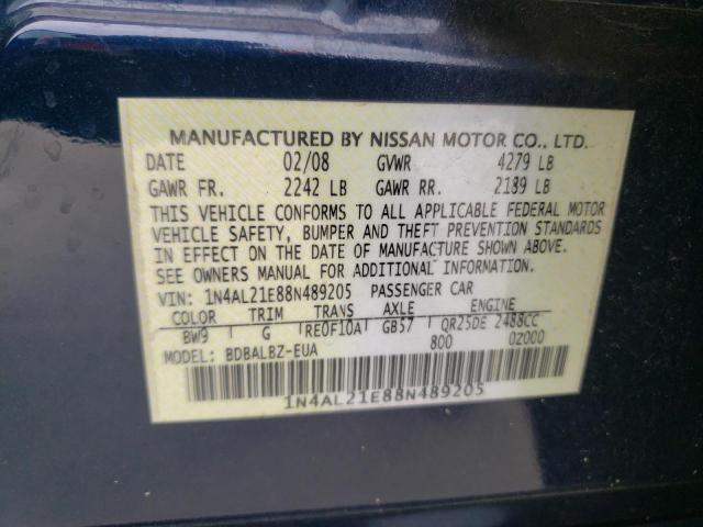 Photo 10 from auction – 2008 NISSAN ALTIMA 2.5 with VIN 1N4AL21E88N489205