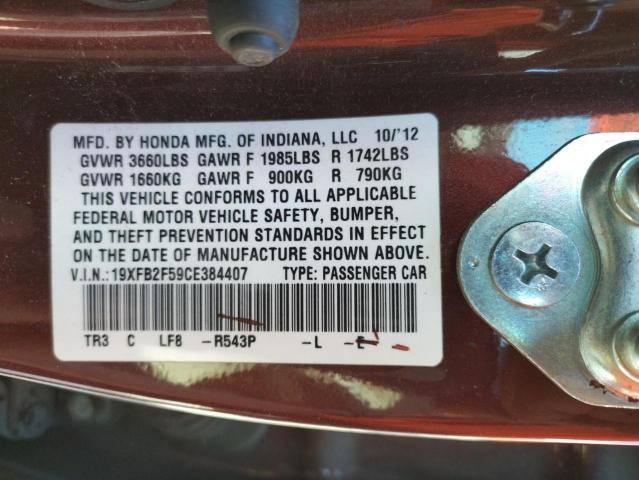 Photo 10 from auction – 2012 HONDA CIVIC LX with VIN 19XFB2F59CE384407