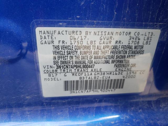Photo 10 from auction – 2017 NISSAN VERSA S with VIN 3N1CN7AP9HL900447