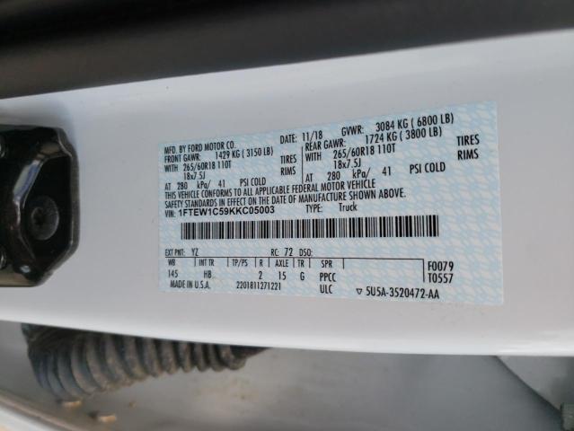 Photo 10 from auction – 2019 FORD F150 SUPER with VIN 1FTEW1C59KKC05003