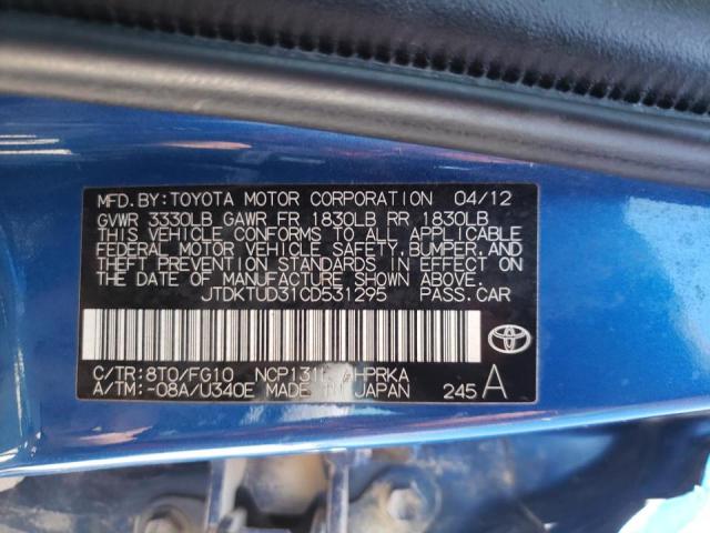 Photo 10 from auction – 2012 TOYOTA YARIS with VIN JTDKTUD31CD531295