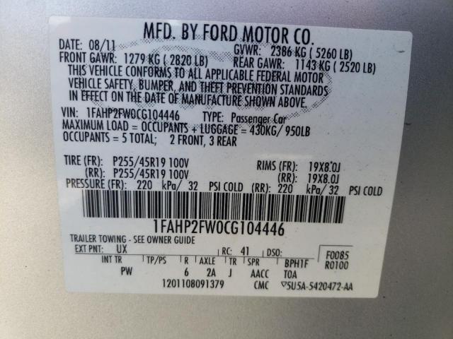Photo 10 from auction – 2012 FORD TAURUS LIM with VIN 1FAHP2FW0CG104446