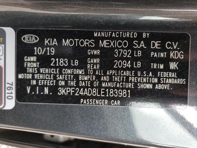 Photo 10 from auction – 2020 KIA FORTE FE with VIN 3KPF24AD8LE183981