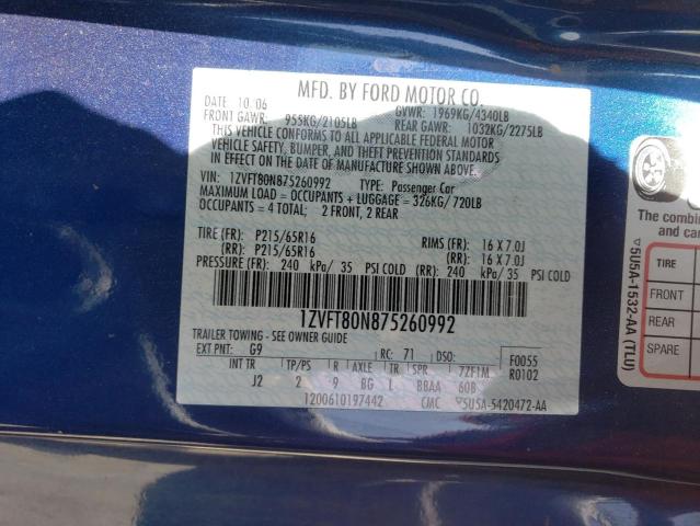 Photo 10 from auction – 2007 FORD MUSTANG with VIN 1ZVFT80N875260992