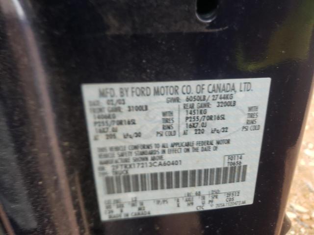 Photo 10 from auction – 2003 FORD F150 with VIN 2FTRX17213CA60401