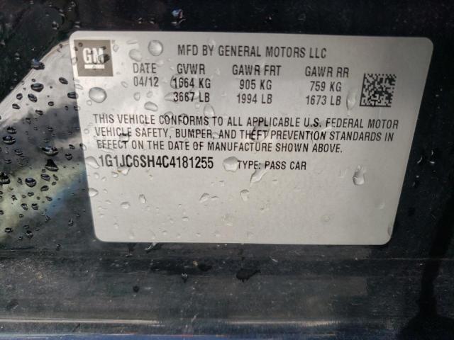 Photo 10 from auction – 2012 CHEVROLET SONIC LT with VIN 1G1JC6SH4C4181255