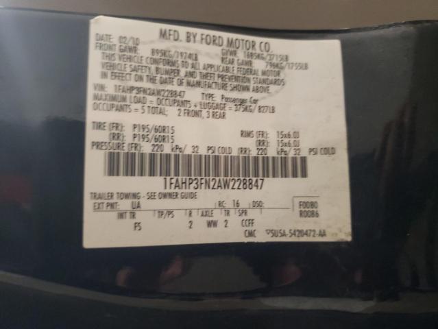 Photo 10 from auction – 2010 FORD FOCUS SE with VIN 1FAHP3FN2AW228847