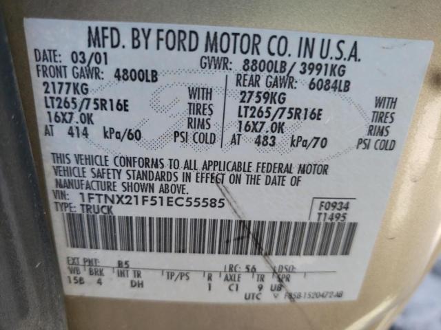 Photo 10 from auction – 2001 FORD F250 SUPER with VIN 1FTNX21F51EC55585