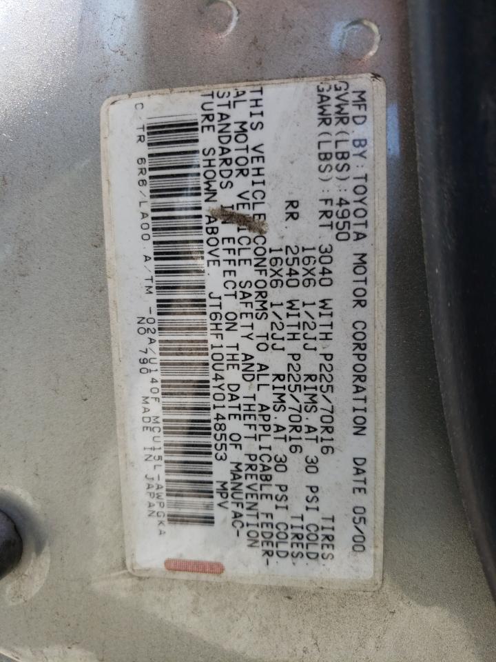 Photo 11 from auction – 2000 LEXUS RX 300 with VIN JT6HF10U4Y0148553
