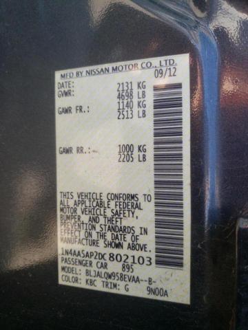 Photo 10 from auction – 2013 NISSAN MAXIMA S with VIN 1N4AA5AP2DC802103