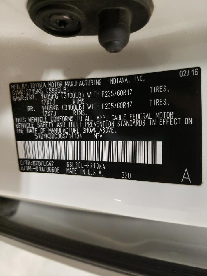 Photo 10 from auction – 2016 TOYOTA SIENNA XLE with VIN 5TDYK3DC3GS714134
