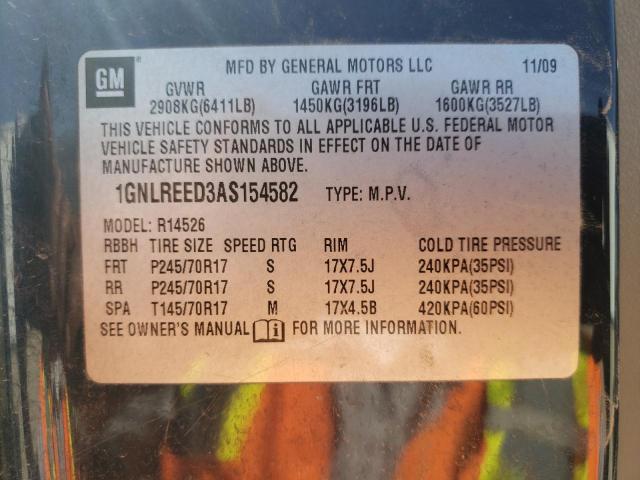 Photo 10 from auction – 2010 CHEVROLET TRAVERSE L with VIN 1GNLREED3AS154582