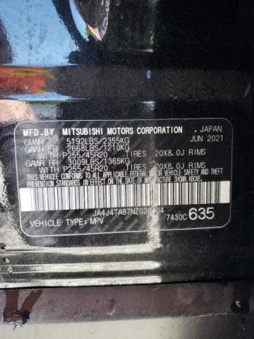 Photo 10 from auction – 2022 MITSUBISHI OUTLANDER with VIN JA4J4TA87NZ020404