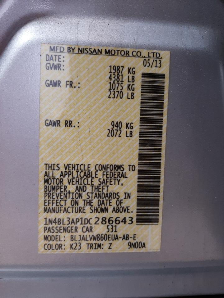 Photo 10 from auction – 2013 NISSAN ALTIMA 3.5 with VIN 1N4BL3AP1DC286643