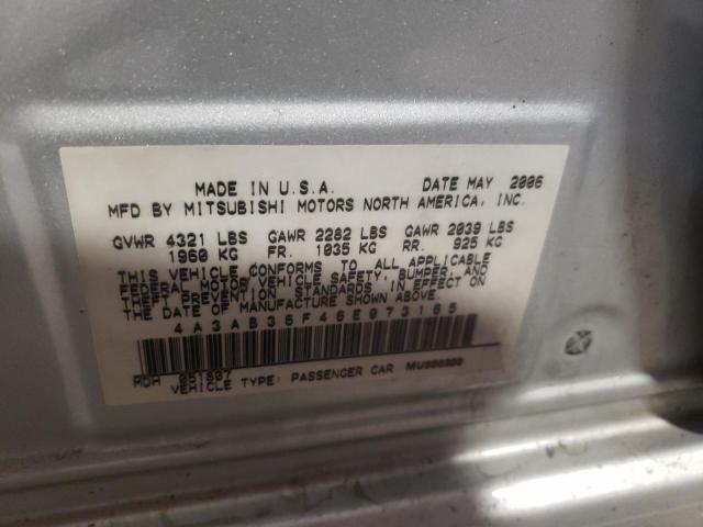 Photo 10 from auction – 2006 MITSUBISHI GALANT ES with VIN 4A3AB36F46E073165