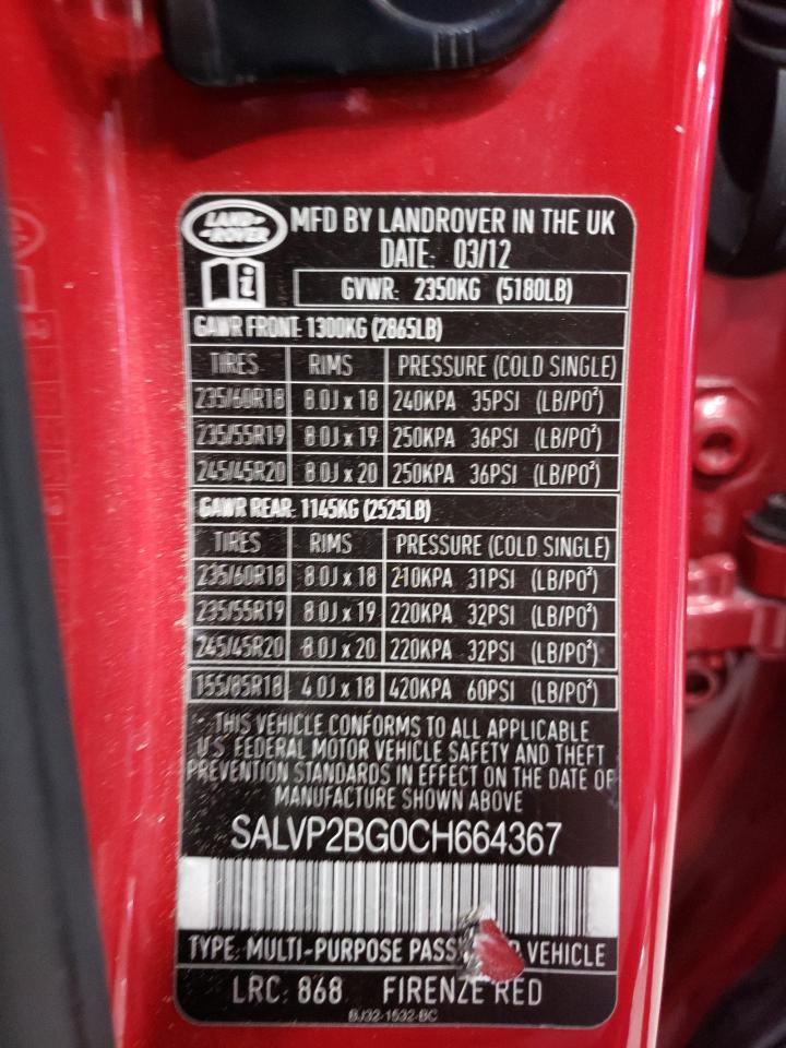 Photo 10 from auction – 2012 LAND ROVER RANGE ROVE with VIN SALVP2BG0CH664367