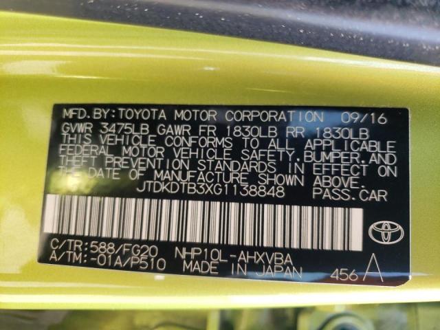 Photo 10 from auction – 2016 TOYOTA PRIUS C with VIN JTDKDTB3XG1138848