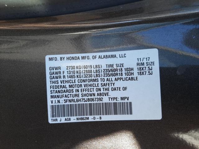 Photo 10 from auction – 2018 HONDA ODYSSEY EX with VIN 5FNRL6H75JB067392